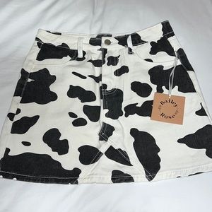 Cow print mini skirt
